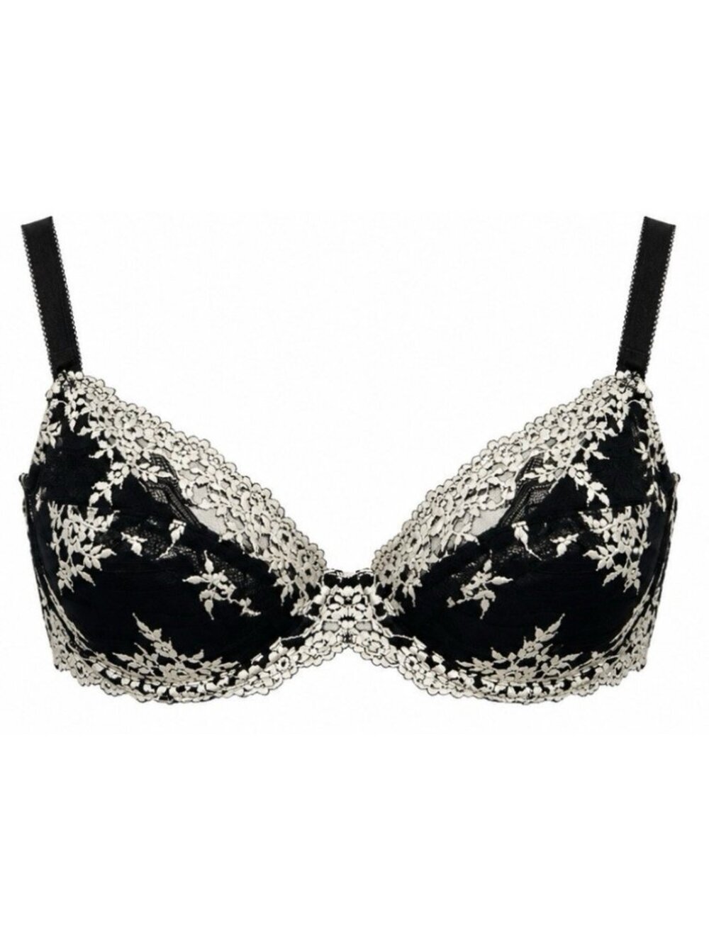 Wacoal Embrace Lace Bra Size 40DD Black White Embroidered Floral Underwire 65191